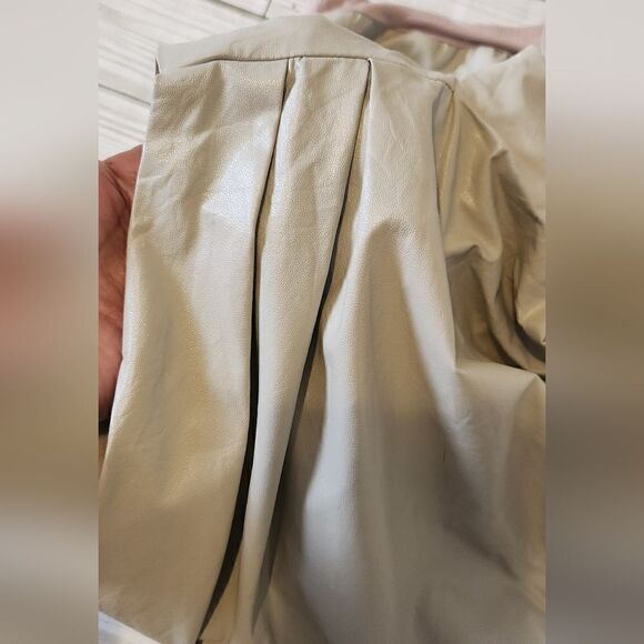 Amanda Uprichard Sleeveless Fabienne Faux Leather Bodysuit Dove Size M - Picture 4 of 16